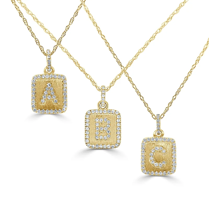 gold initial necklace -Joelle Diamond 1/10 cttw. Initial Necklace 14K Yellow Gold