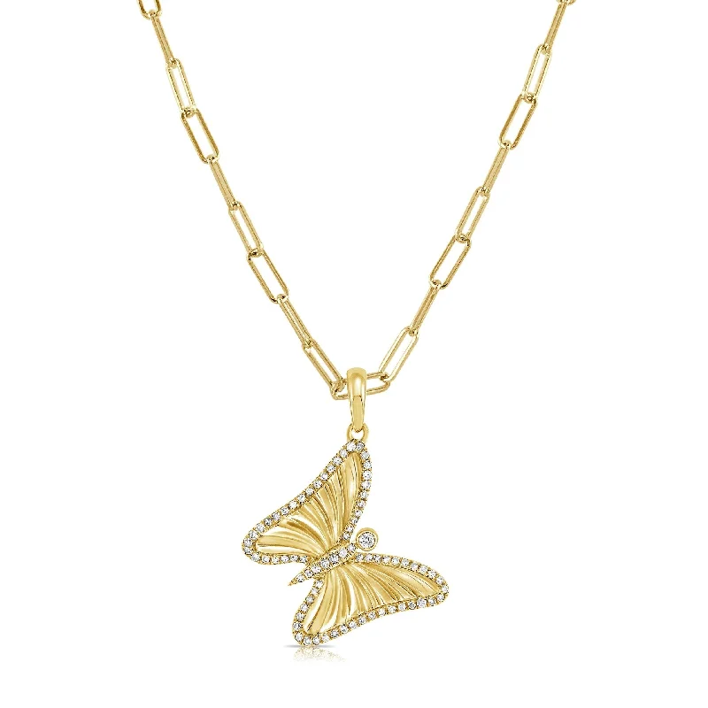 ocean pendant necklace -Joelle Diamond Butterfly Necklace 1/4 CTTW 14K Yellow Gold 16-inch