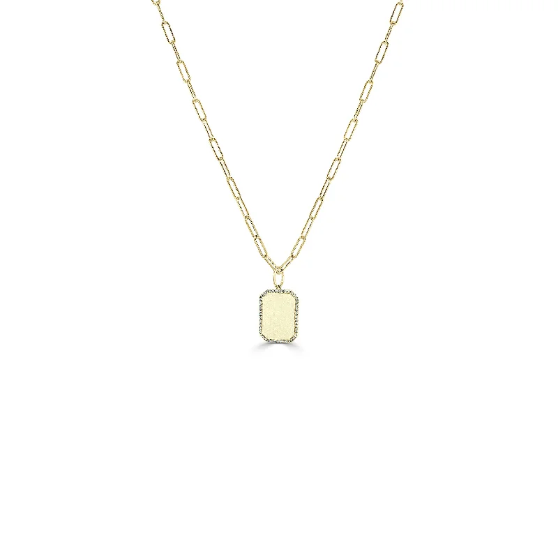 crystal stone necklace -Joelle Diamond Dog Tag Necklace 1/6 CTTW 14K Yellow Gold 16-inch