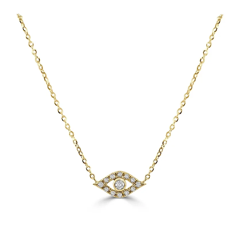 moon and stars necklace -Joelle Diamond Evil Eye Necklace - 14K Yellow Gold and Diamond Necklace 1/10ct TDW Elegant Gift