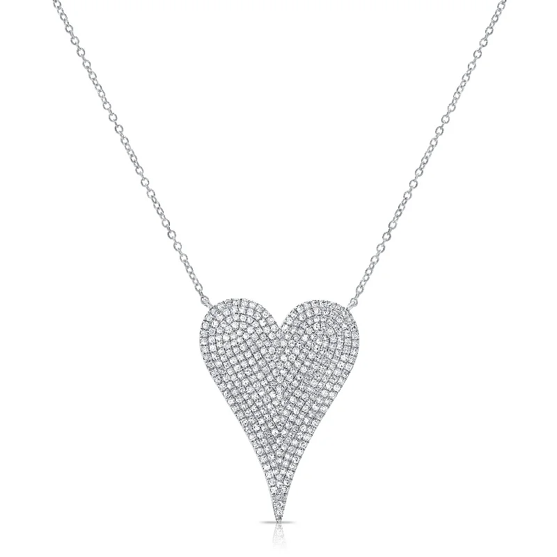 trendy necklace for teens -Joelle Diamond Heart Pendant Necklace 14K White Gold 4/5 CT TDW