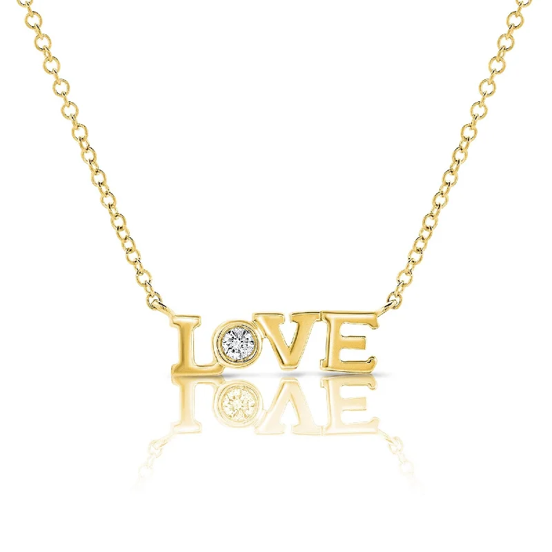 silver star necklace -Joelle Diamond LOVE Pendant 1/10 ct 14K Yellow Gold