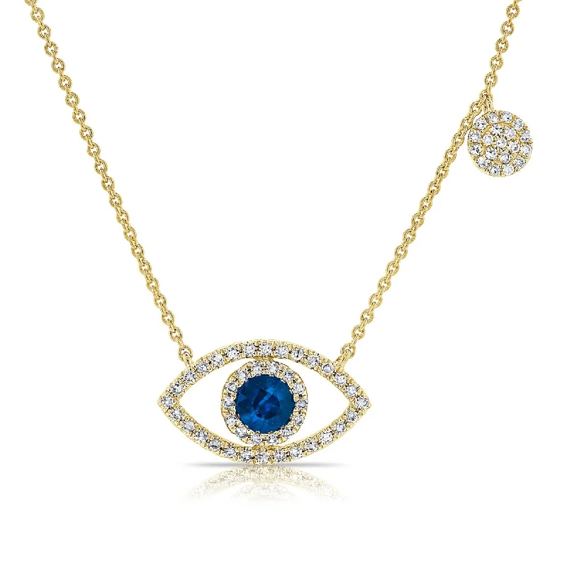 infinity necklace for mom -Joelle Diamond & Sapphire Evil Eye 14K Gold Necklace