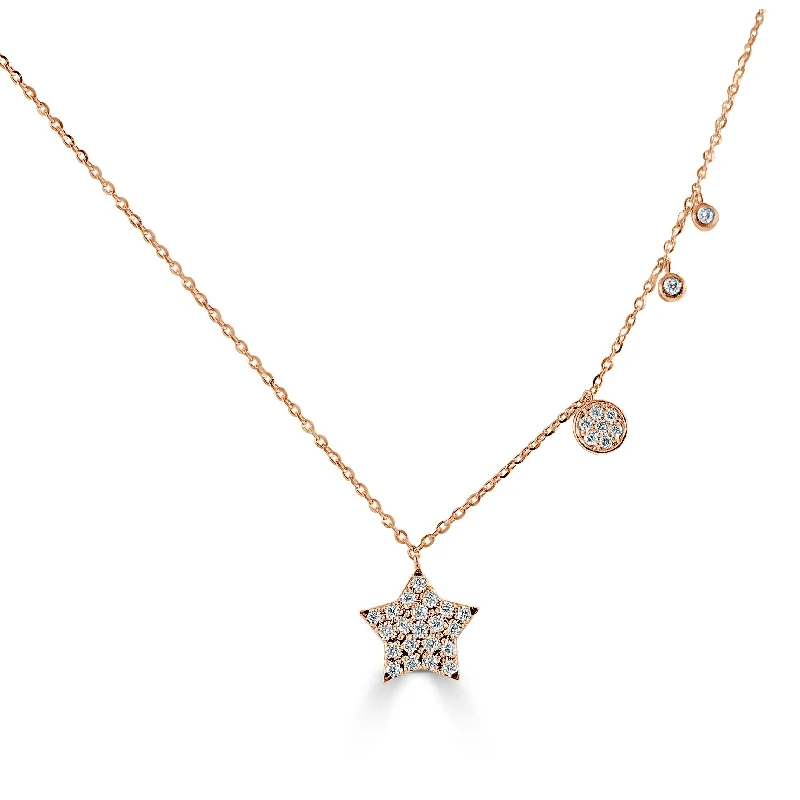 double pendant necklace -Joelle Diamond Star Necklace 14K Gold 1/5 ct TDW Adjustable to 16-18-inch Chain