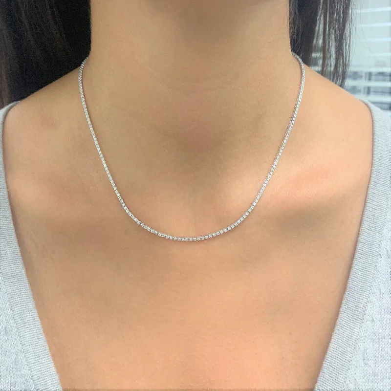 cute charm necklace -Joelle Diamond Tennis Necklace 3 CTTW 14K White Gold 17"