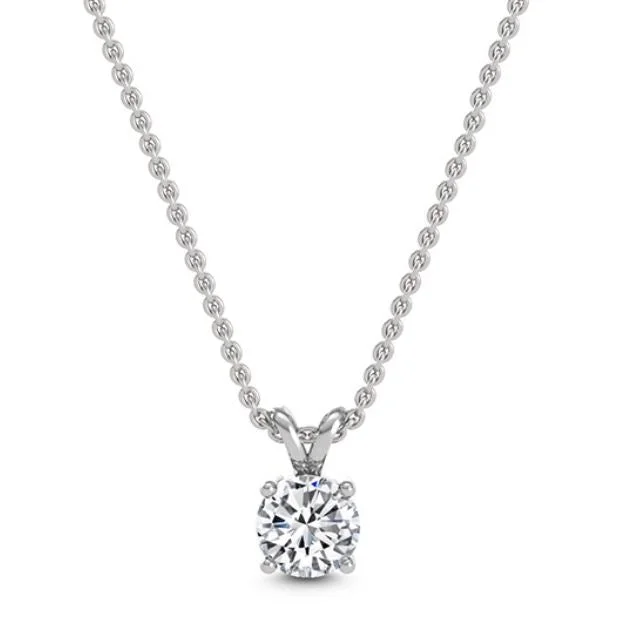 sterling silver birthstone necklace -Lab Grown Round Diamond Pendant