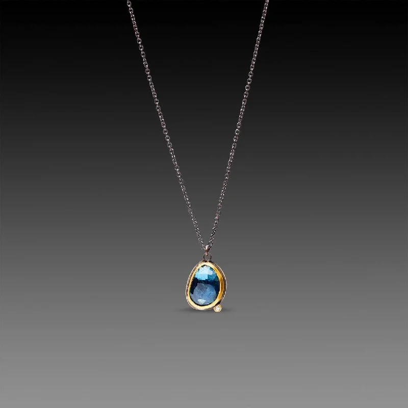 love pendant necklace -London Blue Topaz Necklace with Diamond