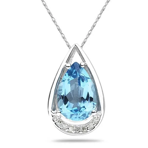 coin pendant necklace -Marquee 10k White Gold and Sterling Silver Blue Topaz and Diamond Necklace