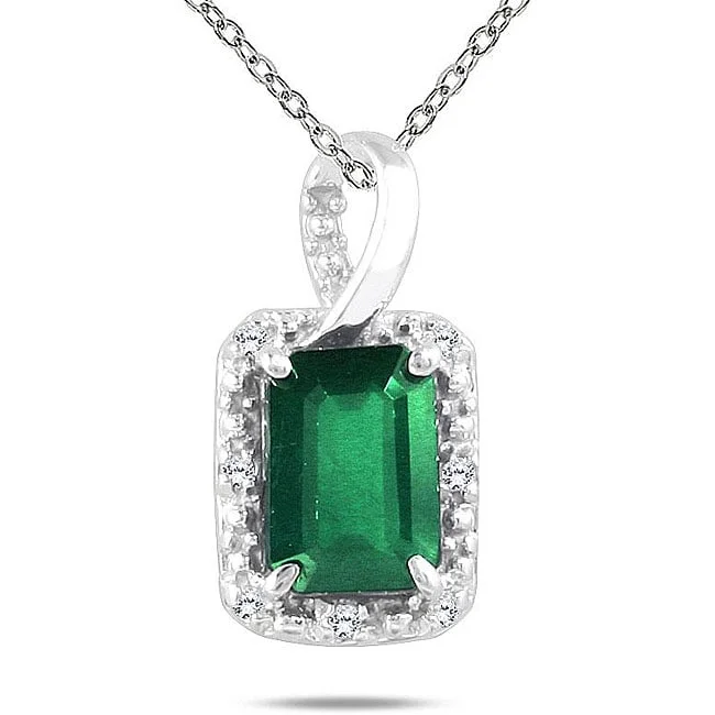 men’s cross necklace -Marquee 10k White Gold Emerald and Diamond Accent Necklace