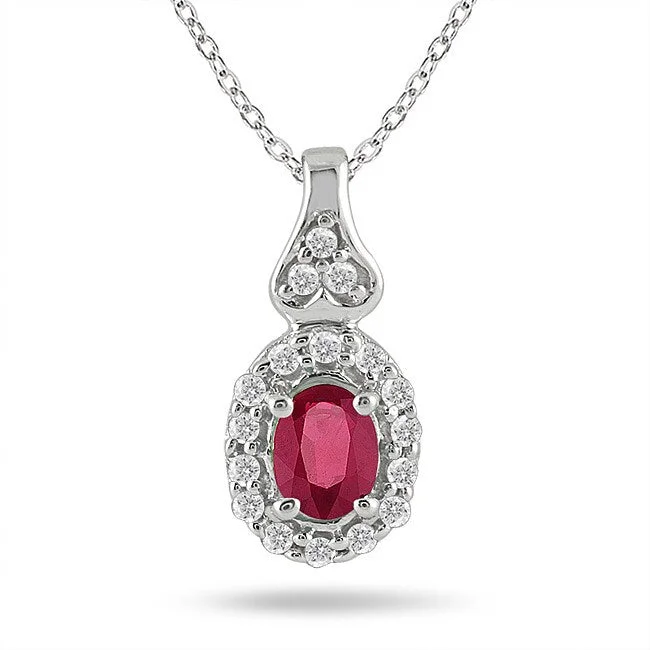 personalized photo necklace -Marquee 10k White Gold Ruby 1/8ct TDW Diamond Necklace (I-J, I1-I2)