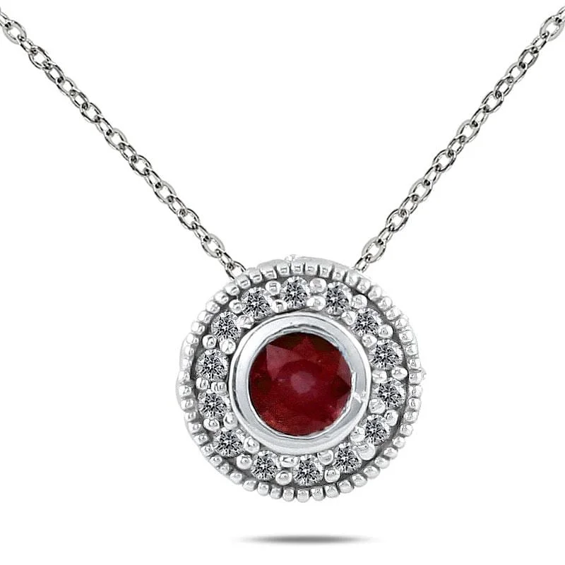 silver bangle necklace -Marquee 10k White Gold Ruby and 1/6ct TDW Diamond Necklace (I-J, I1-I2)