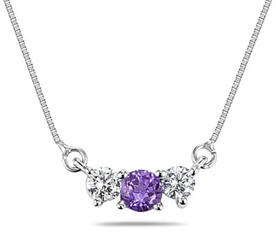 wedding necklace for bride -Marquee 14k Gold Amethyst 1/4ct TDW Diamond Necklace