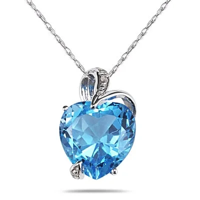 layering necklace set -Marquee 14k Gold Blue Topaz Diamond Accent Heart Necklace