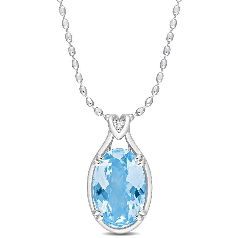 infinity love necklace -Miadora 13 1/2ct TGW Sky Blue Topaz White Topaz Necklace Sterling Silver