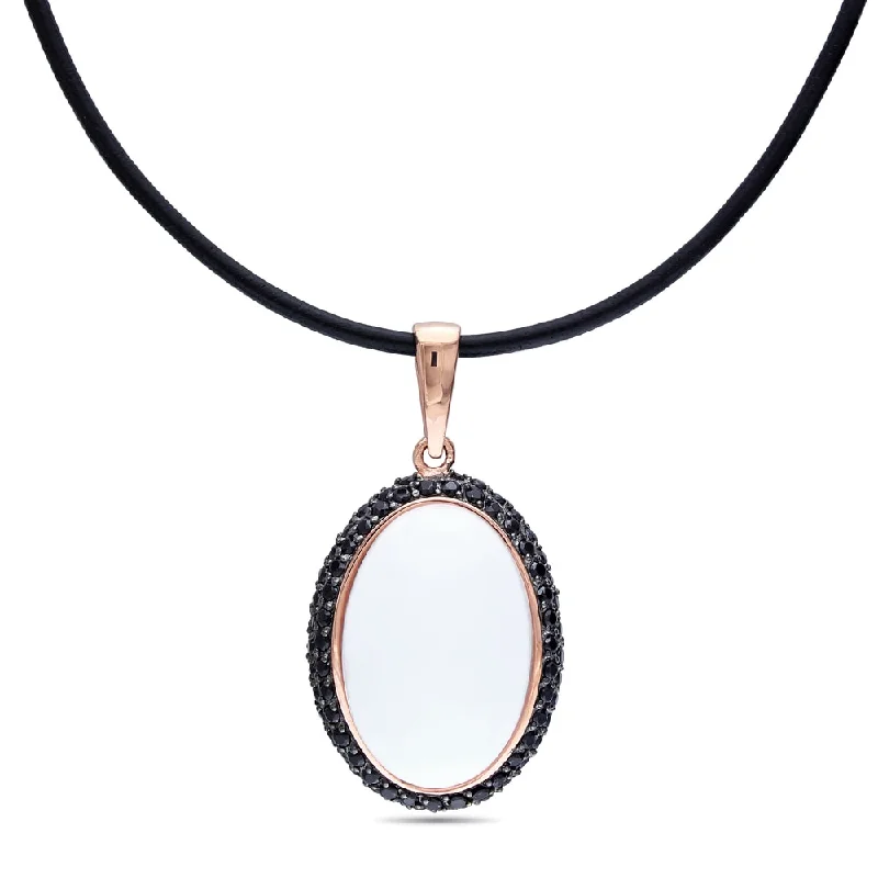 silver pendant necklace for men -Miadora Pink Gold Plated Silver 1/2Ct TGW Agate Pendant