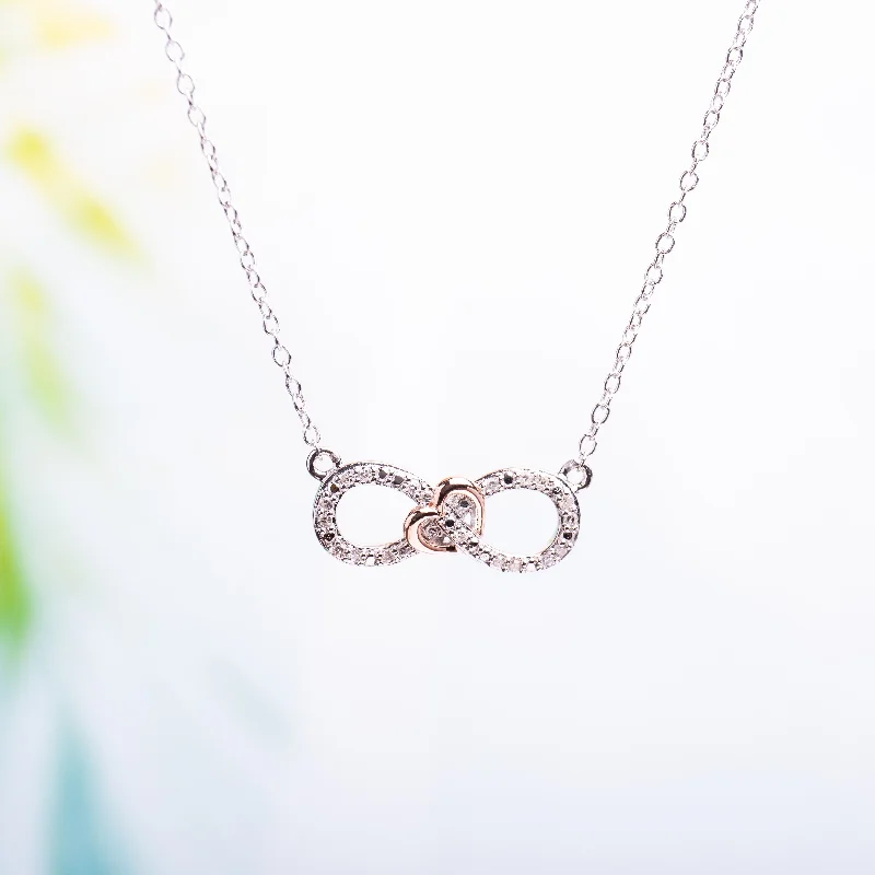 sterling silver necklace -Miadora Sterling Silver 1/10 ct. TDW Diamond Heart Infinity Necklace