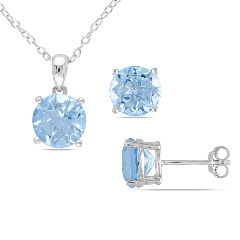 gold plated necklace -Miadora Sterling Silver Sky Blue Topaz Jewelry Set