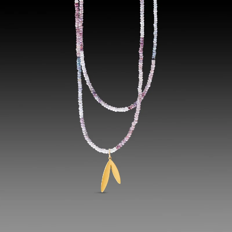 simple diamond necklace -Ombre Spinel Necklace with Gold Leaf Charm