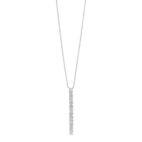 crystal necklace for women -Diamond Journey Linear Bar Pendant in 14k White Gold (1/2ctw)