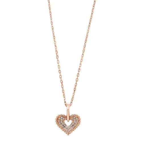 pearl choker necklace -Diamond Double Row Beaded Heart Pendant in 14k Yellow Gold (0.05ctw)