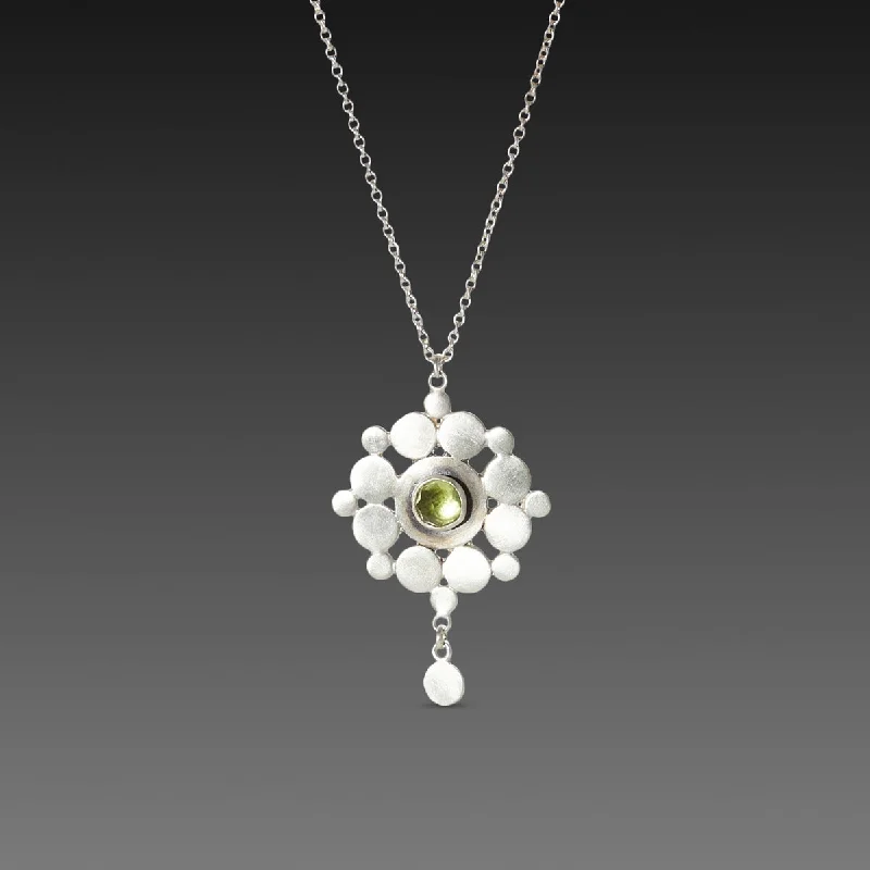 flower pendant necklace -Sterling & Peridot Mandala Necklace