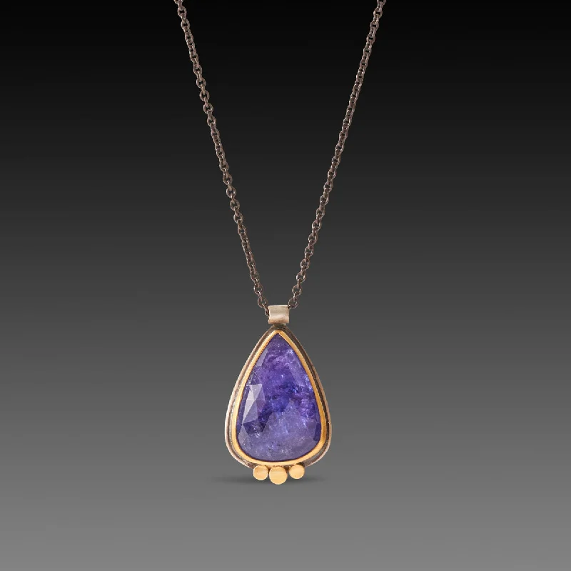 opal necklace for women -Tanzanite Teardrop Necklace