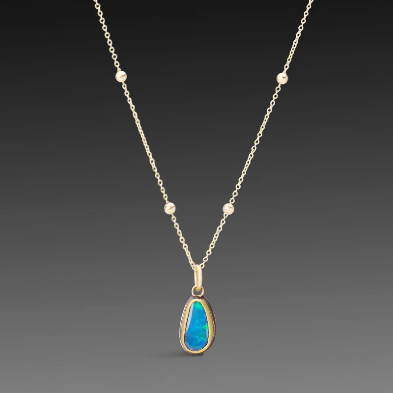 lucky charm necklace -Australian Opal Necklace