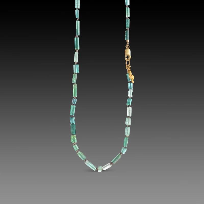 chunky chain necklace -Tourmaline Crystal Necklace with 22k Charm