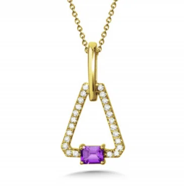 infinity chain necklace -Triangular Amethyst and Diamond Pendant