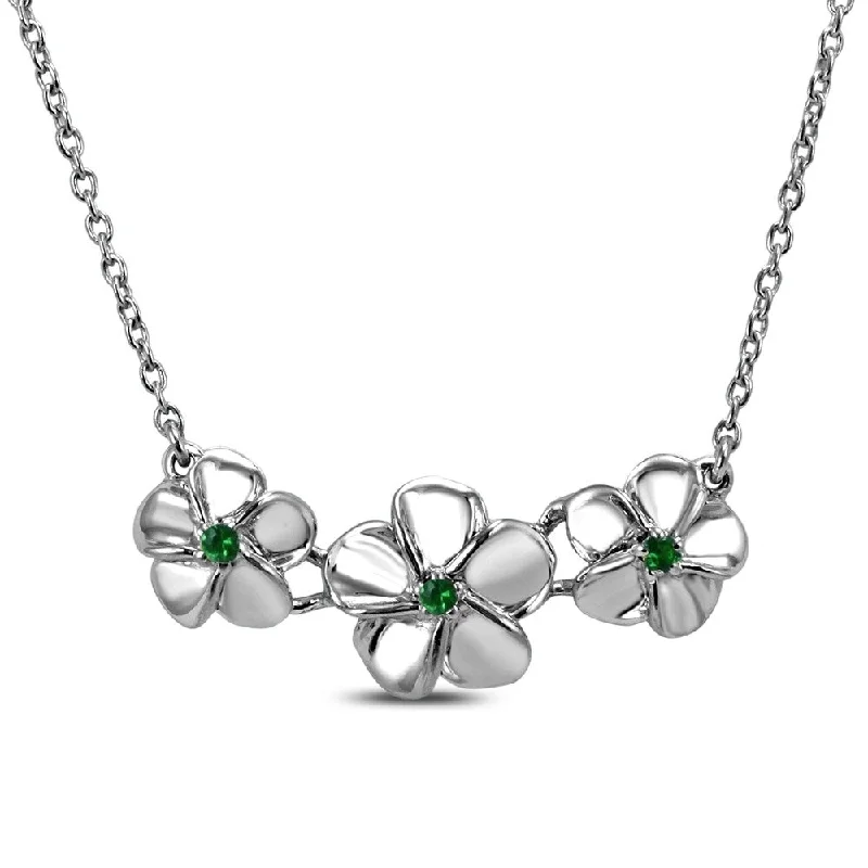 opal gold necklace -Tsavorite Flower Charm Necklace in .925 Sterling Silver