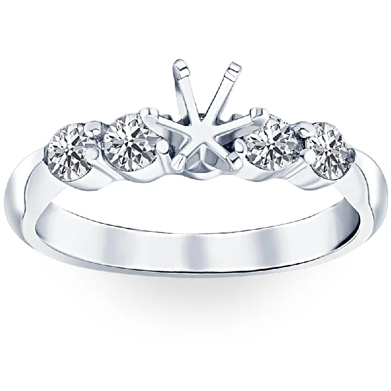 custom-made engagement rings-1/2ct Diamond Semi Mount Engagement Ring 14K White Gold Round Setting