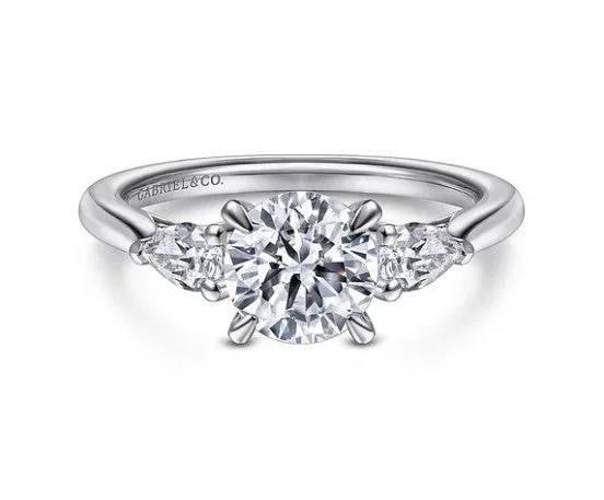 women’s anniversary rings-14K White Gold 0.25cttw G/H SI2 Three Stone Diamond Semi-Mount Ring by Gabriel