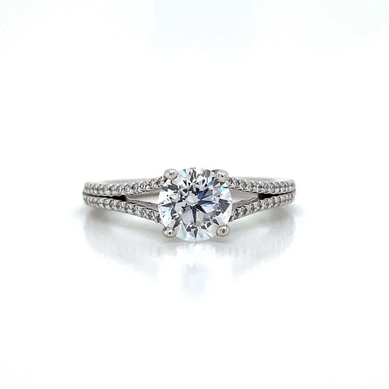 large diamond rings-Ritani Pave Split Shank Engagement Ring in 14K White Gold