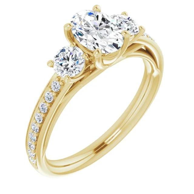 women’s diamond rings-14K Yellow 7x5 mm Oval 1/2 CTW Diamond Semi-Set Engagement Ring