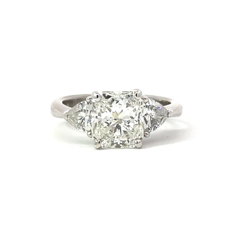 women’s vintage wedding rings-Three Stone Radiant & Heart Shaped Engagement Ring in 18K White Gold