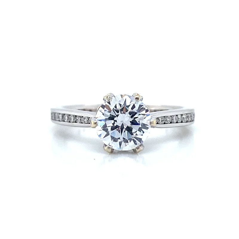 women’s engagement rings with diamonds-Ritani Side Stone Diamond Prongs Engagement Ring in 18K White Gold