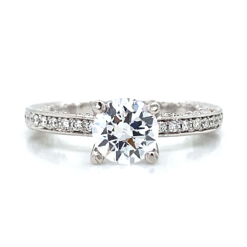 statement rings for women-Verragio Pave Engagement Ring in 18K White Gold