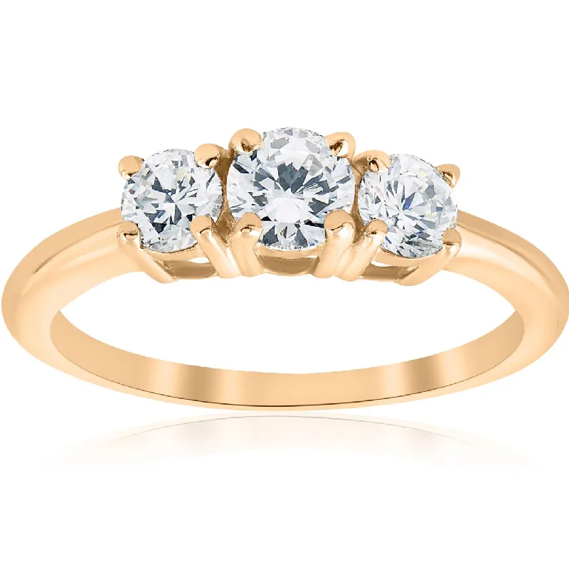 men’s gold promise rings-1ct Three Stone Diamond Engagement Anniversary Ring 14K Yellow Gold