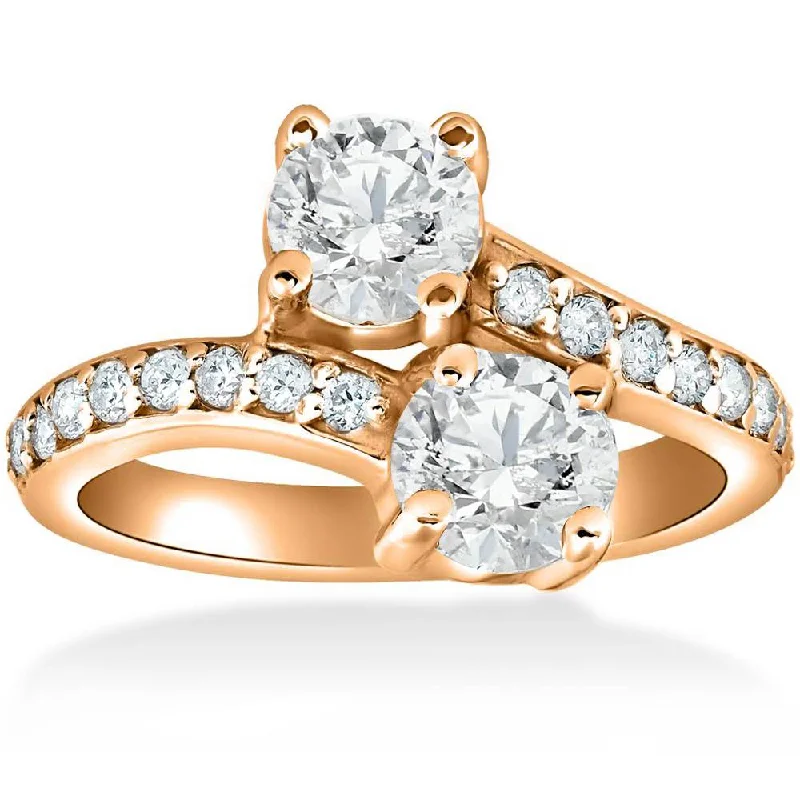 elegant rings for women-2 cttw Forever Us 2-Stone Diamond Engagement Forever Us Ring 14k Rose Gold