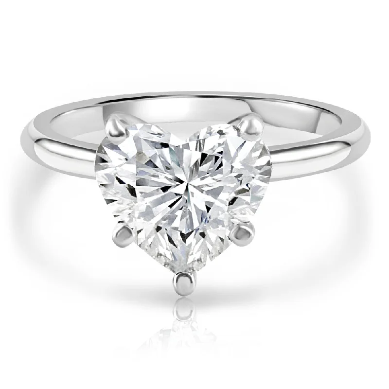 alternative engagement rings-3.05Ct White Gold Certified Lab Grown Heart Cut Diamond Engagement Ring