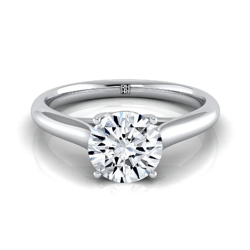 custom engagement rings for women-Platinum Round Brilliant Rounded Classic Comfort Fit Solitaire Ring