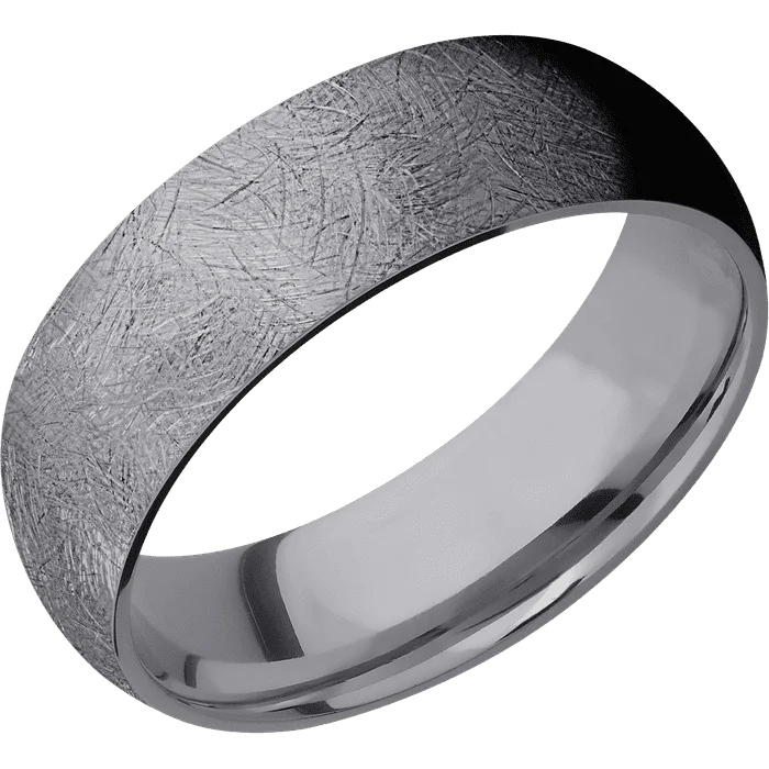 women’s custom promise rings-7mm wide Domed Tantalum Ring with Distressed Finish