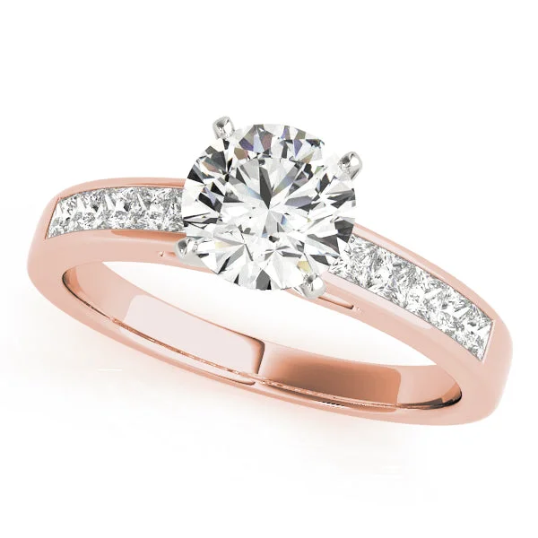 women’s wedding rings-18K Rose Gold Pave Round Shape Diamond Engagement Ring