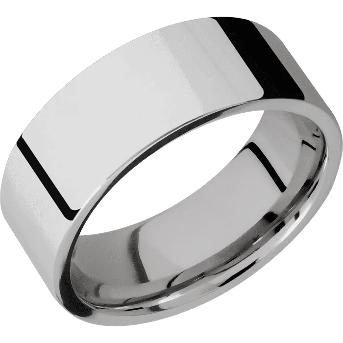 large diamond rings-8mm wide Flat Titanium Ring with Polish Finish