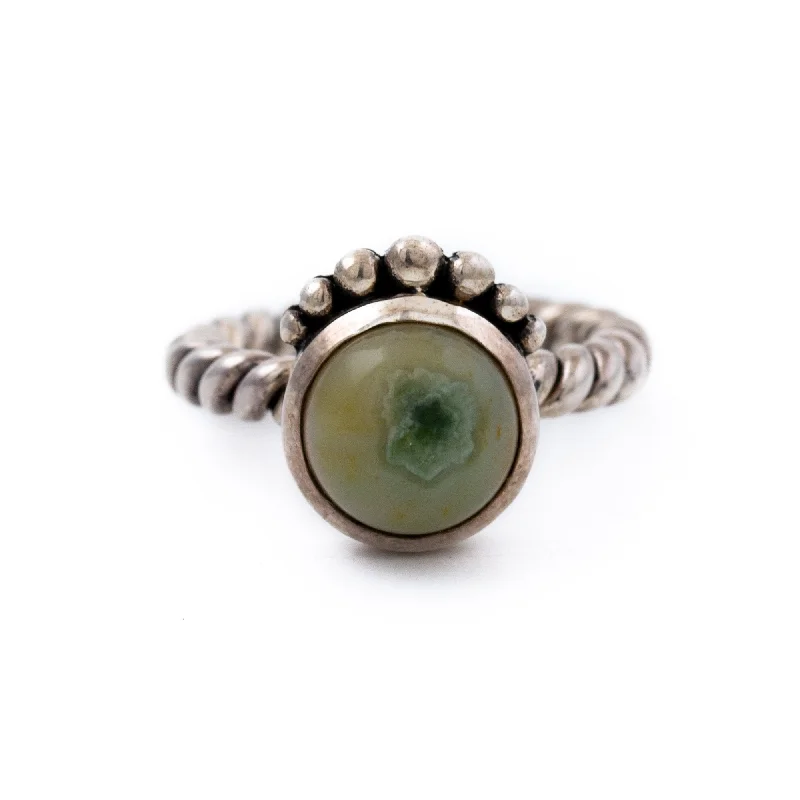 designer wedding rings-Algae Green Ocean Jasper Ring