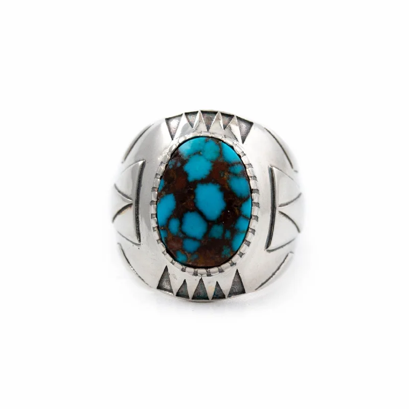 unique wedding bands for women-Geo Deco Turquoise Ring