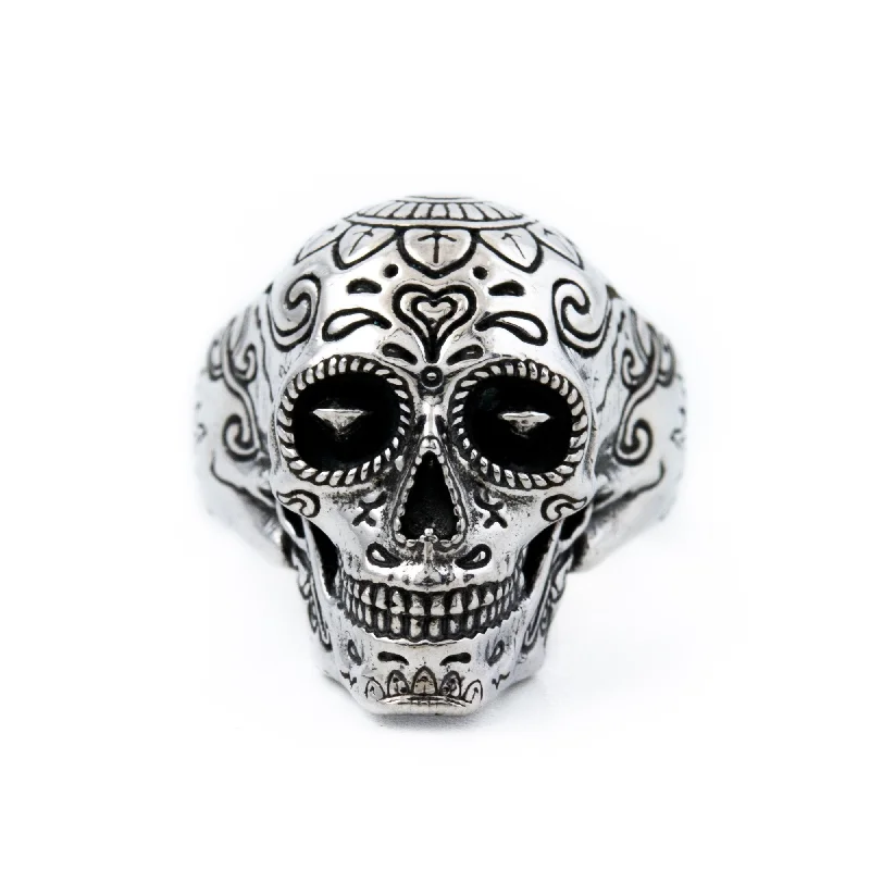 men’s wedding bands in platinum-Silver "Sugarman" Skull Ring