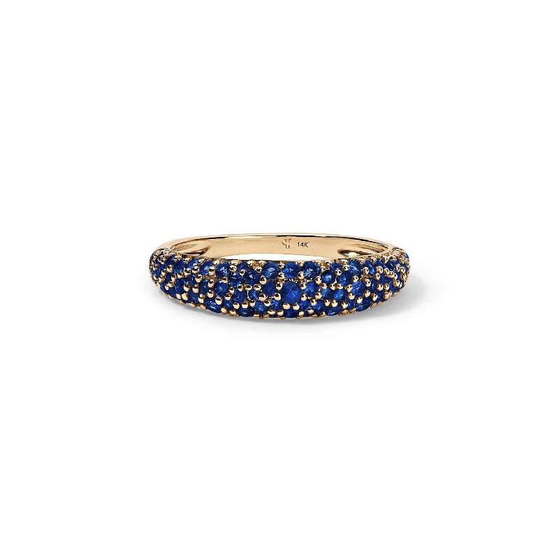 wedding rings for couples-Blue Sapphire Pave Stack Ring