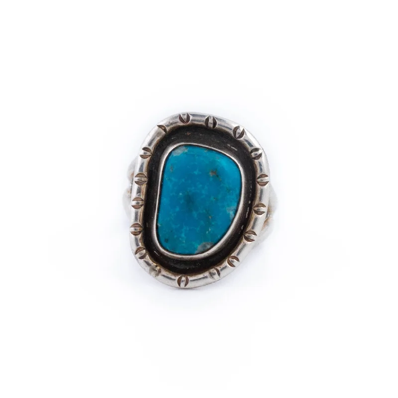 men’s rings with diamonds-Blue Turquoise Shadowbox Ring