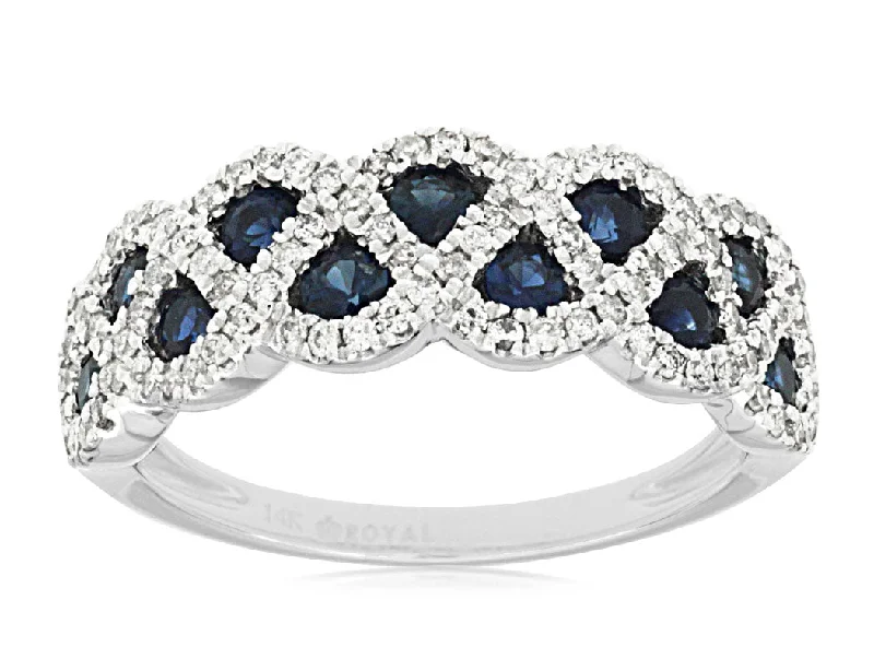 sapphire engagement rings-Braided Sapphire and Diamond Ring